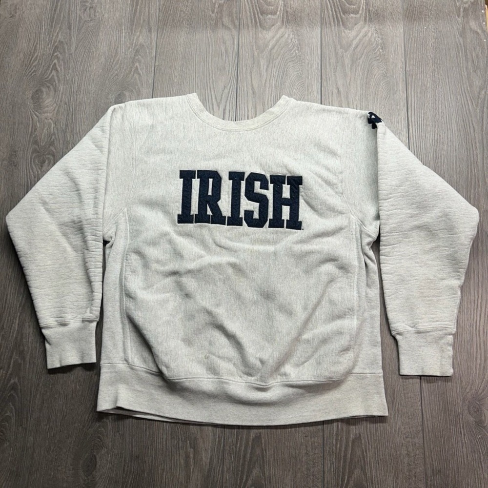 Vintage Notre Dame Irish Reverse Weave Large Sweatshirt Gray Cotton Exchange